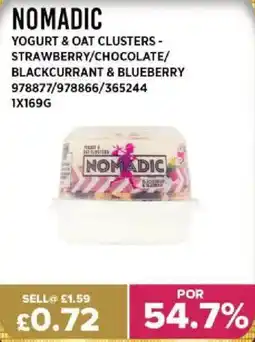 Bestway NOMADIC Yogurt & oat clusters - strawberry/chocolate/ blackcurrant & blueberry offer