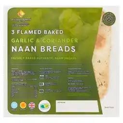 Iceland Leicester Bakery Limited 3 Flamed Baked Garlic & Coriander Naan Breads offer