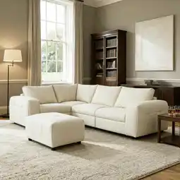 Costco Harper Cream 5 Piece Modular Fabric Sofa with Ottoman offer