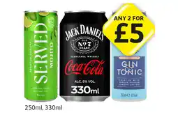 Londis Served Mojito, Jack Daniels Coca Cola, Bombay Sapphire Gin & Tonic offer