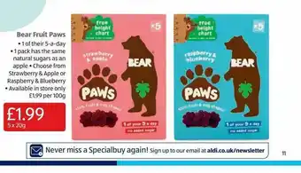 Aldi Bear Fruit Paws offer