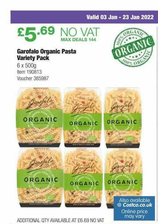 Garofalo Organic Pasta Variety Pack offer at Costco