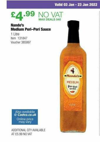 Costco Nando's Medium Peri-peri Sauce offer