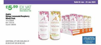 Costco Aspire Mango Lemonade Raspberry Mixed Pack offer
