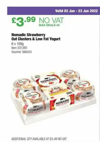Costco Nomadic Strawberry Oat Clusters & Low Fat Yogurt offer