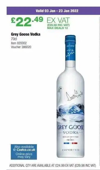 Costco Grey Goose Vodka offer