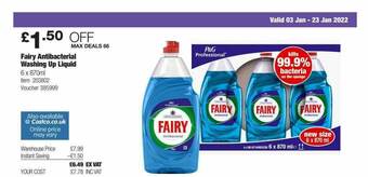 Costco Fairy Antibacterial Washing Up Liquid offer
