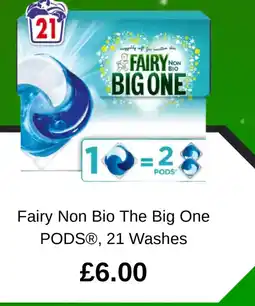 Asda Fairy Non Bio The Big One PODS offer