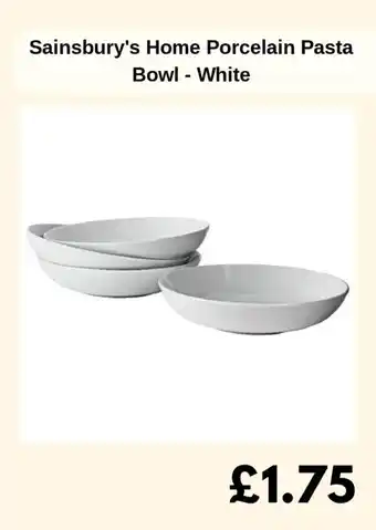 Sainsbury's Home Porcelain Pasta Bowl - White