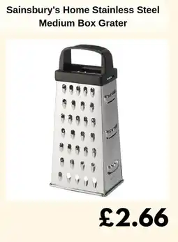 Sainsbury's Sainsbury's Home Stainless Steel Medium Box Grater offer