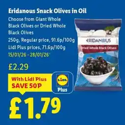 Lidl Eridanous Snack Olives in Oil offer