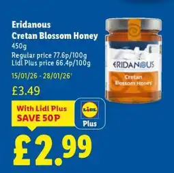 Lidl Eridanous Cretan Blossom Honey offer