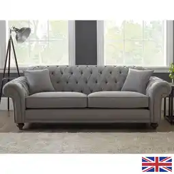 Costco Bordeaux Button Back Grey Fabric 4 Seater Sofa offer
