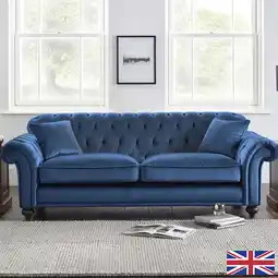 Costco Bordeaux Button Back Blue Velvet 4 Seater Sofa offer