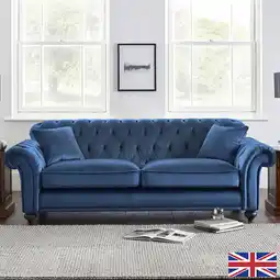 Costco Bordeaux Button Back Blue Velvet 3 Seater Sofa offer