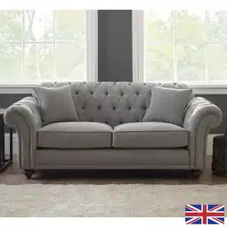 Costco Bordeaux Button Back Grey Fabric 2 Seater Sofa offer