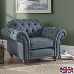 Costco Bordeaux Button Back Blue Fabric Armchair offer