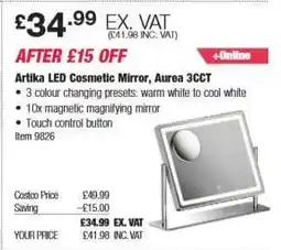 Costco Artika LED Cosmetic Mirror, Aurea 3CCT offer