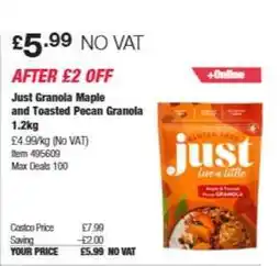 Costco Just Granola Maple and Toasted Pecan Granola, 1.2kg offer
