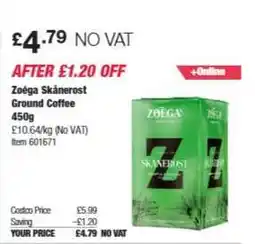 Costco Zoéga Skånerost Ground Coffee offer