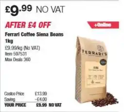 Costco Ferrari Coffee Siena Beans 1kg offer