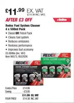 Costco Redex Fuel System Cleaner 4 x 500ml Pack offer
