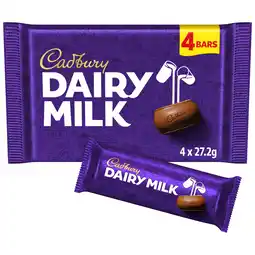 Iceland Cadbury Dairy Milk Chocolate Bar 4 Pack Multipack 108.8g (4 x 27.2g) offer