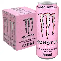 Iceland Monster Energy Drink Ultra Strawberry Dreams Zero Sugar 4 x 500ml offer