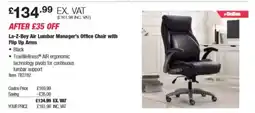 Costco La-Z-Boy Air Lumbar Manager's Office Chair with Flip Up Arms offer