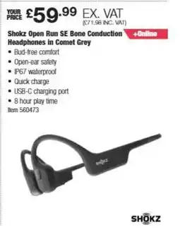 Costco Shokz Open Run SE Bone Conduction Headphones in Comet Grey offer