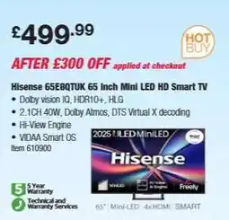 Costco Hisense 65E8QTUK 65 Inch Mini LED HD Smart TV offer