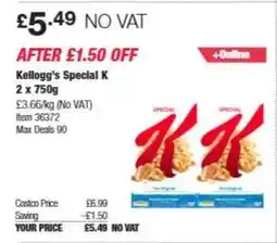 Costco Kellogg's Special K 2 x 750g offer