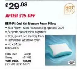 Costco REM-Fit Cool Gel Memory Foam Pillow offer