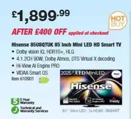 Costco Hisense 85U8QTUK 85 Inch Mini LED HD Smart TV offer