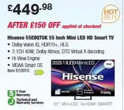 Costco Hisense 55E8QTUK 55 Inch Mini LED HD Smart TV offer