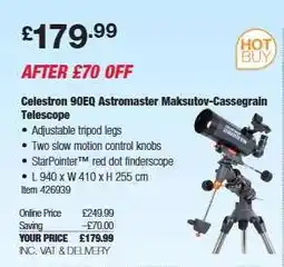Costco Celestron 90EQ Astromaster Maksutov-Cassegrain Telescope offer