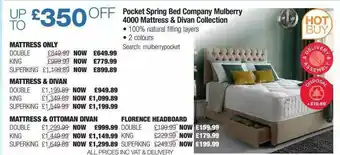 Costco Pocket Spring Bed Company Mulberry 4000 Mattress & Divan Collection offer