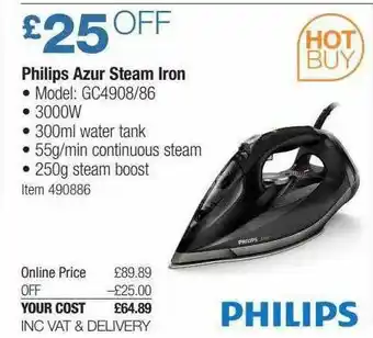 Costco Philips Azur Steam Iron offer
