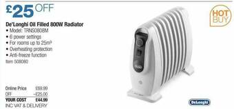 Costco De'longhi Oil Filled 800w Radiator offer