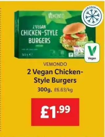 Lidl Vemondo 2 Vegan Chicken-style Burgers offer