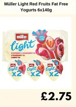 Sainsbury's Müller Light Red Fruits Fat Free Yogurts offer