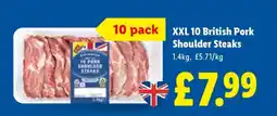 Lidl XXL 10 British Pork Shoulder Steaks offer