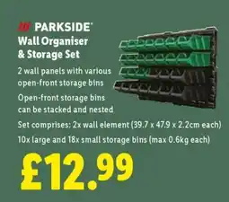 Lidl PARKSIDE Wall Organiser & Storage Set offer