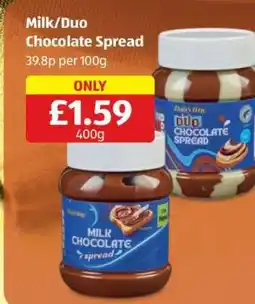 Aldi Milk/Duo Chocolate Spread offer