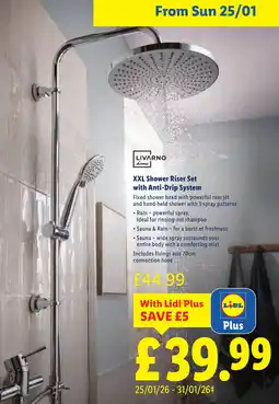 Lidl XXL Shower Riser Set with Anti-Drip System offer