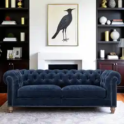 Costco Allington 3 Seater Navy Fabric Chesterfield Sofa offer