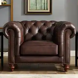 Costco Allington Brown Leather Chesterfield Armchair offer