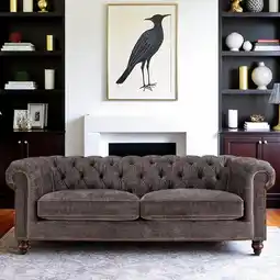 Costco Allington 3 Seater Grey Fabric Chesterfield Sofa offer