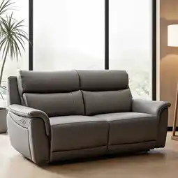 Costco Oscar Grey Leather Power Reclining Large 2 Seater Sofa with Power Headrest offer