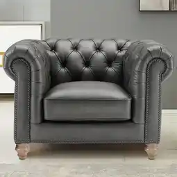 Costco Allington Grey Leather Chesterfield Armchair offer